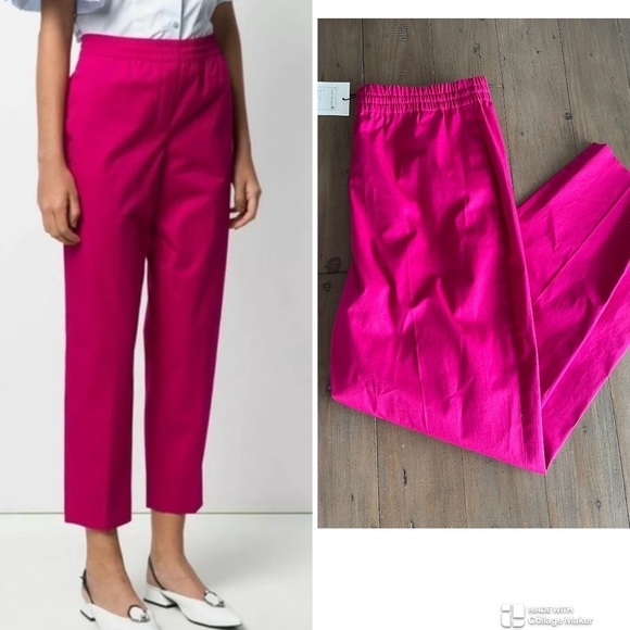 Theory easy trouser classic chino in pop fuchsia pink NWT - Picture 1 of 8